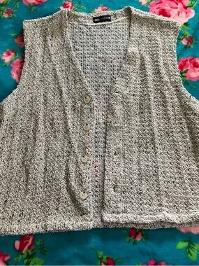 Zara Cream Open-Knit Button Front Women's Vest